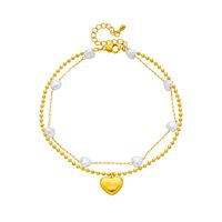 Korean Style Heart Shape 304 Stainless Steel Plating 18K Gold Plated Women's Anklet main image 4