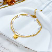 Korean Style Heart Shape 304 Stainless Steel Plating 18K Gold Plated Women's Anklet main image 2