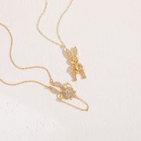 Classic Style Rabbit Copper 14k Gold Plated Zircon Necklace In Bulk main image 8