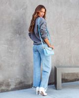 Frau Straße Mode Einfarbig In Voller Länge Gewaschen Quaste Jeans main image 5