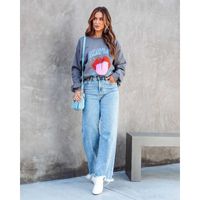 Frau Straße Mode Einfarbig In Voller Länge Gewaschen Quaste Jeans main image 6