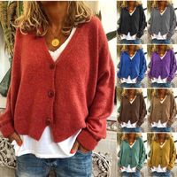 Women's Knitwear Long Sleeve Sweaters & Cardigans Rib-knit Casual Solid Color main image 1