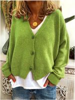 Women's Knitwear Long Sleeve Sweaters & Cardigans Rib-knit Casual Solid Color main image 4