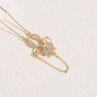 Classic Style Rabbit Copper 14k Gold Plated Zircon Necklace In Bulk sku image 4