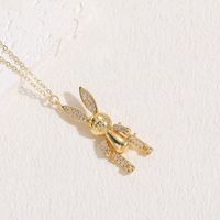 Classic Style Rabbit Copper 14k Gold Plated Zircon Necklace In Bulk sku image 3
