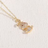 Classic Style Rabbit Copper 14k Gold Plated Zircon Necklace In Bulk sku image 1