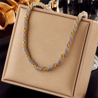 304 Stainless Steel 18K Gold Plated Punk Plating Chain Color Block Necklace main image 5
