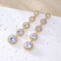 1 Pair Simple Style Round Inlay Copper Zircon K Gold Plated Rhodium Plated Ear Studs main image 4