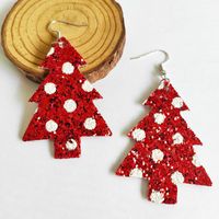 1 Pair Simple Style Classic Style Streetwear Christmas Tree Water Droplets Snowflake Pu Leather Drop Earrings sku image 13