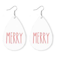 1 Pair Simple Style Classic Style Streetwear Christmas Tree Water Droplets Snowflake Pu Leather Drop Earrings sku image 10