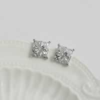 1 Pair Simple Style Square Inlay Copper Zircon Ear Studs sku image 1