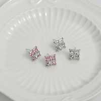 1 Pair Simple Style Square Inlay Copper Zircon Ear Studs main image 1