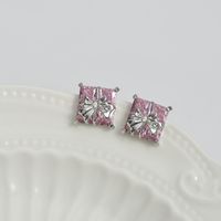 1 Pair Simple Style Square Inlay Copper Zircon Ear Studs sku image 2