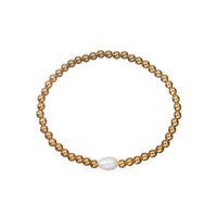 Elegant Round Stainless Steel Freshwater Pearl Plating Gold Plated Bracelets sku image 3