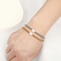 Elegant Round Stainless Steel Freshwater Pearl Plating Gold Plated Bracelets main image 3