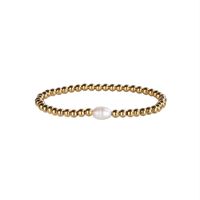 Elegant Round Stainless Steel Freshwater Pearl Plating Gold Plated Bracelets main image 2