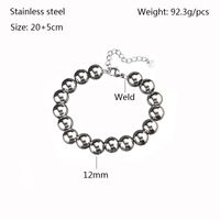 Hip-hop Retro Ball Solid Color Stainless Steel Men's Bracelets sku image 2