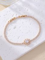 Simple Style Flower Copper Plating Inlay Zircon Gold Plated Bracelets sku image 1