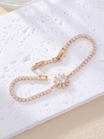 Simple Style Flower Copper Plating Inlay Zircon Gold Plated Bracelets main image 1