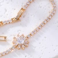 Simple Style Flower Copper Plating Inlay Zircon Gold Plated Bracelets main image 2