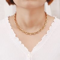 Retro Dame Einfarbig Rostfreier Stahl Überzug Vergoldet Halskette main image 1