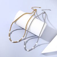 Elegant Runden Rostfreier Stahl Süßwasserperle Überzug Vergoldet Halskette main image 1