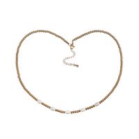 Elegant Round Stainless Steel Freshwater Pearl Plating Gold Plated Necklace sku image 3