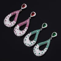 1 Pair Simple Style Water Droplets Inlay Copper Zircon Drop Earrings main image 1