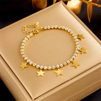 Elegant Lady Star Titanium Steel Inlay Rhinestones Bracelets Necklace sku image 1