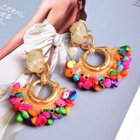 1 Pair Simple Style Color Block Patchwork Alloy Drop Earrings main image 2