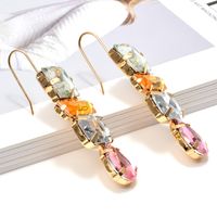 1 Paire Style Simple Les Gouttelettes D'eau Incruster Alliage Strass Boucles D'oreilles main image 4