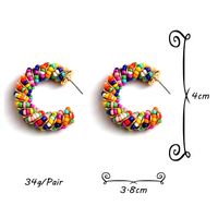 1 Paire Commuer Bloc De Couleur Patchwork Perle De Rocaille Boucles D'oreilles main image 3