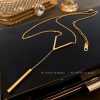 Simple Style Commute Letter Titanium Steel Plating 18k Gold Plated Necklace main image 5