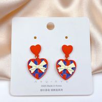 1 Pair Sweet Heart Shape Flower Butterfly Enamel Inlay Imitation Pearl Alloy Rhinestones Earrings sku image 20