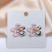 1 Paar Süss Herzform Blume Schmetterling Emaille Inlay Imitationsperle Legierung Strasssteine Ohrringe sku image 16