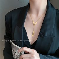 Simple Style Commute Letter Titanium Steel Plating 18k Gold Plated Necklace main image 3