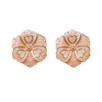 1 Pair Sweet Heart Shape Flower Butterfly Enamel Inlay Imitation Pearl Alloy Rhinestones Earrings main image 2