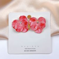 1 Pair Sweet Heart Shape Flower Butterfly Enamel Inlay Imitation Pearl Alloy Rhinestones Earrings sku image 26