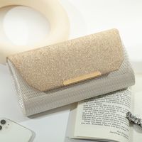 Beige Pu Leather Color Block Square Evening Bags main image 6