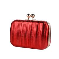 Red Purple Black Pleated Pu Metal Solid Color Square Evening Bags main image 6