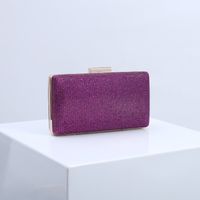 Purple Gold Champagne Pu Leather Solid Color Square Evening Bags sku image 1