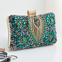 Red Green Royal Blue Pu Leather Water Droplets Square Evening Bags sku image 2