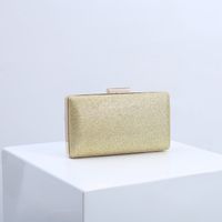 Purple Gold Champagne Pu Leather Solid Color Square Evening Bags sku image 2