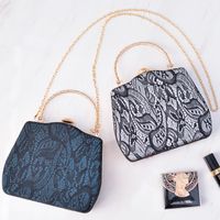 White Blue Black Polyester Color Block Square Evening Bags main image 5