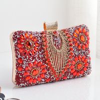 Red Green Royal Blue Pu Leather Water Droplets Square Evening Bags sku image 1