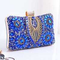Red Green Royal Blue Pu Leather Water Droplets Square Evening Bags sku image 3