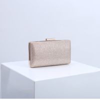 Purple Gold Champagne Pu Leather Solid Color Square Evening Bags sku image 3