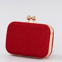 White Red Black Pu Leather Solid Color Square Evening Bags sku image 2