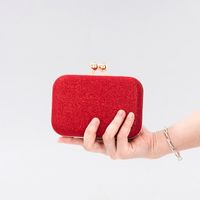 White Red Black Pu Leather Solid Color Square Evening Bags main image 2