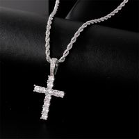 Hip-Hop Cross 304 Stainless Steel Copper Plating Inlay Zircon K Gold Plated Rhodium Plated Women's Pendant Necklace main image 3